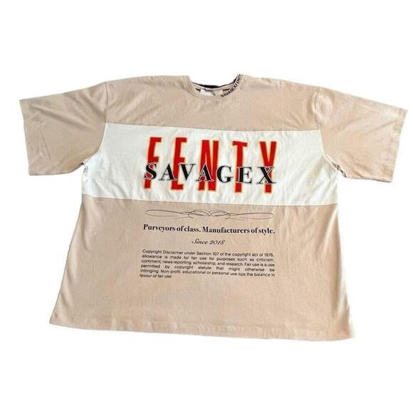 Savage X Fenty T Shirt Oversized Back Page Tee Womens XS Mauve Pink NEW - Picture 2 of 10